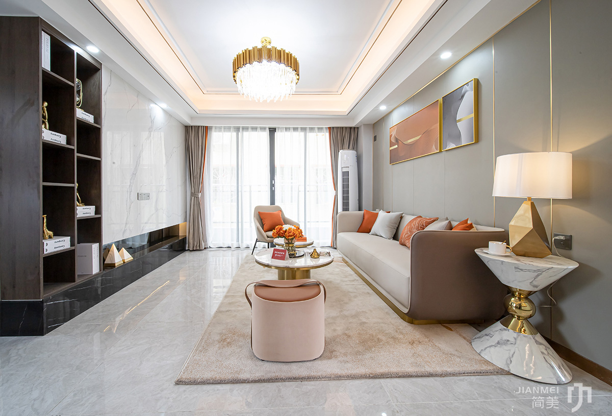 60m²北欧轻奢风三房两厅，橙黄温暖空间-1