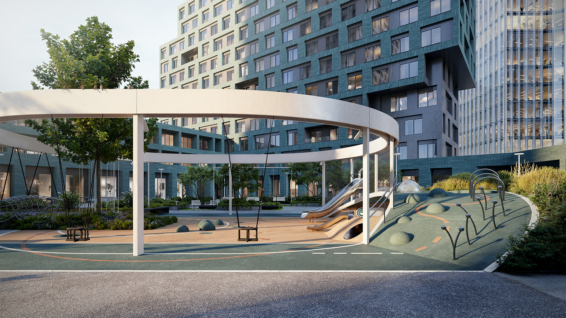 新住宅综合体内部庭院景观可视化设计丨A4 Studio-13