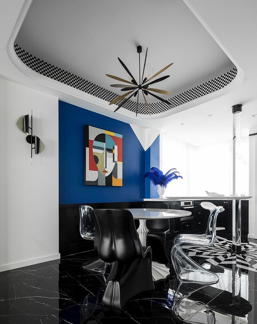 幸福格调平层家居,克莱因蓝帝国黄的时尚盛宴-19