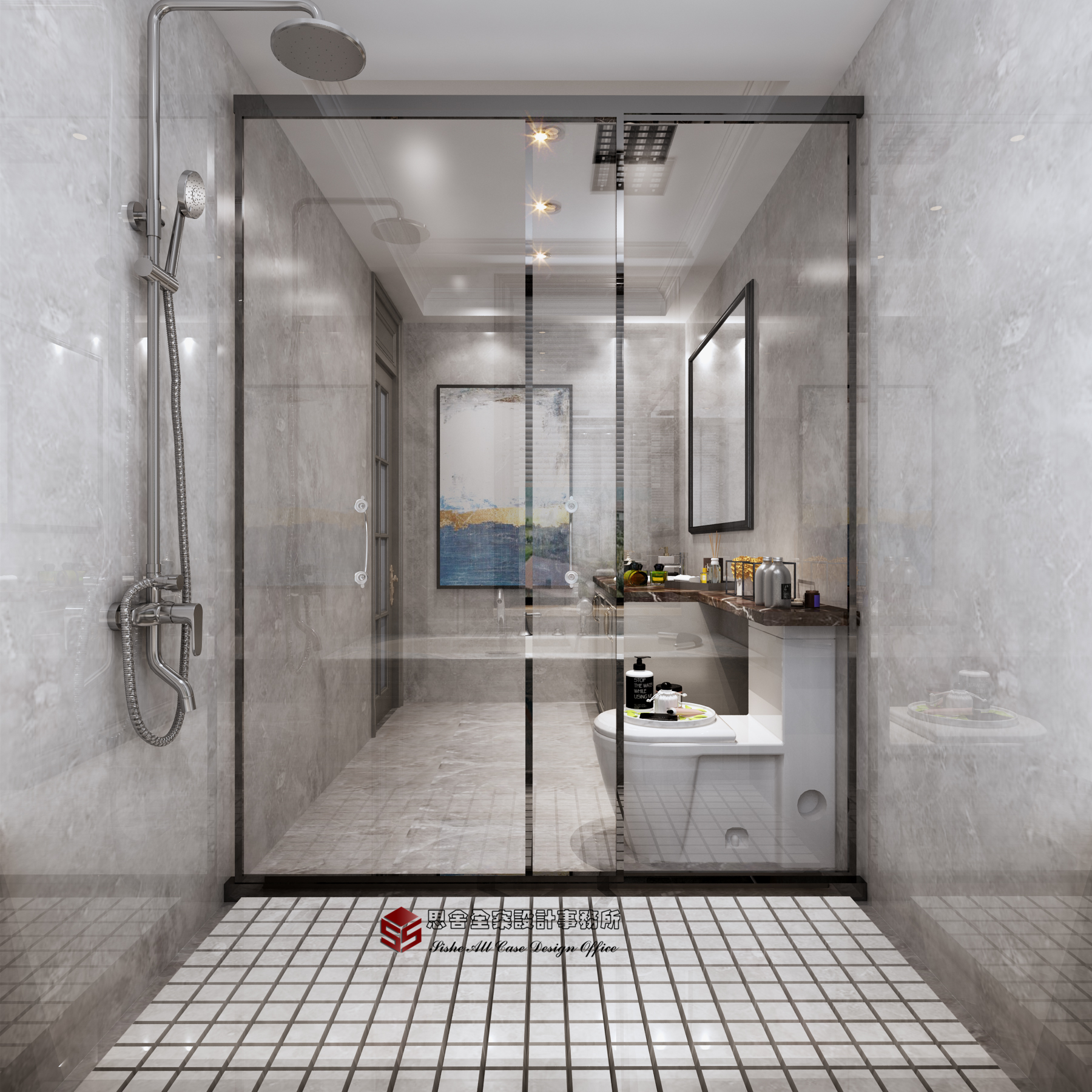 融合两种风格的地下室轻奢美式空间设计-20