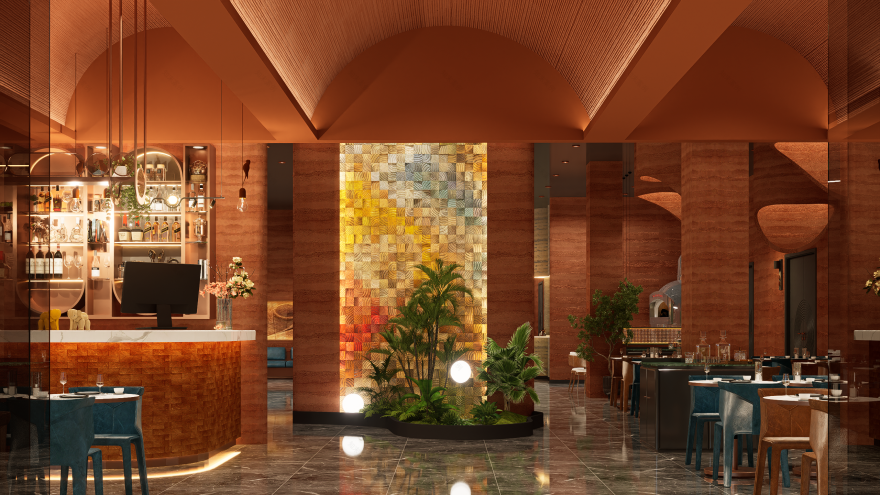 岩彩艺术餐厅餐饮空间设计-5