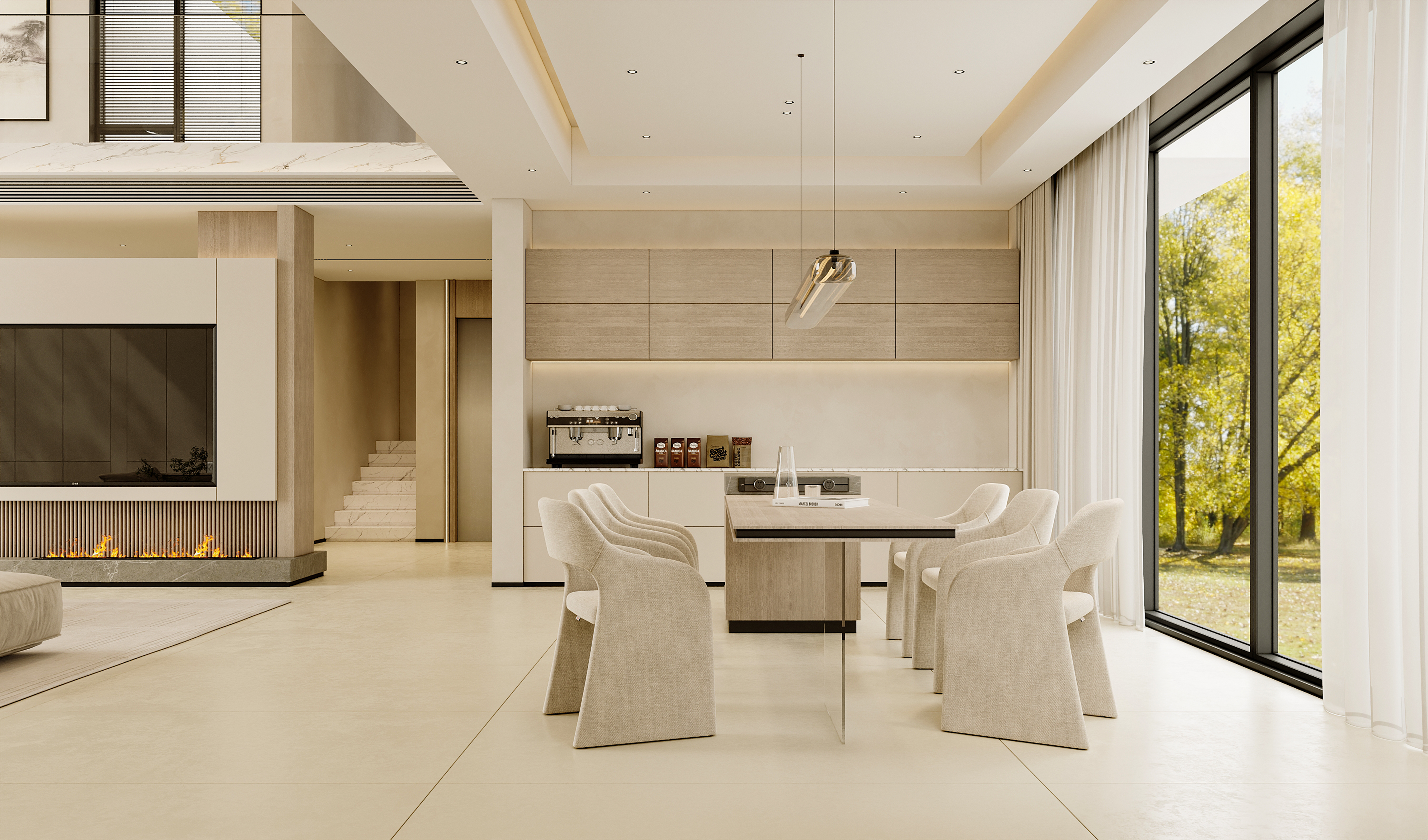 三亚  绿城海棠望庐 1150㎡  原木奶油风效果图表现-7