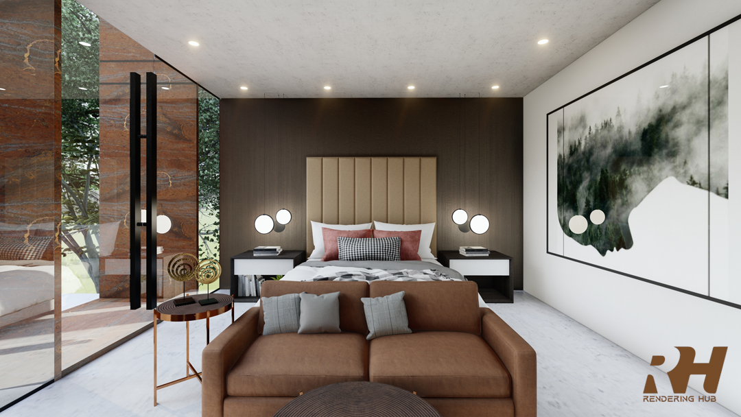 住宅泳池房建筑设计与 3D 渲染-8