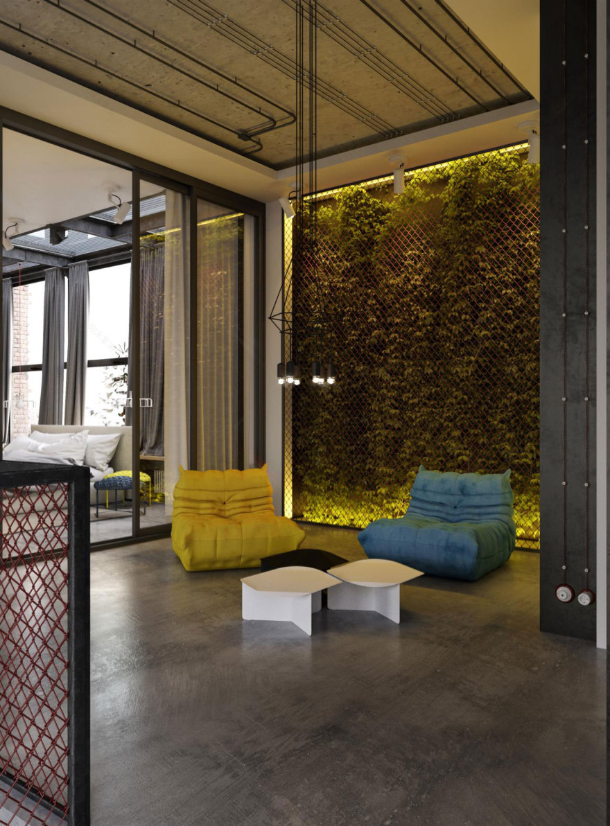 基辅工业风公寓设计,砖墙与现代元素完美融合-3