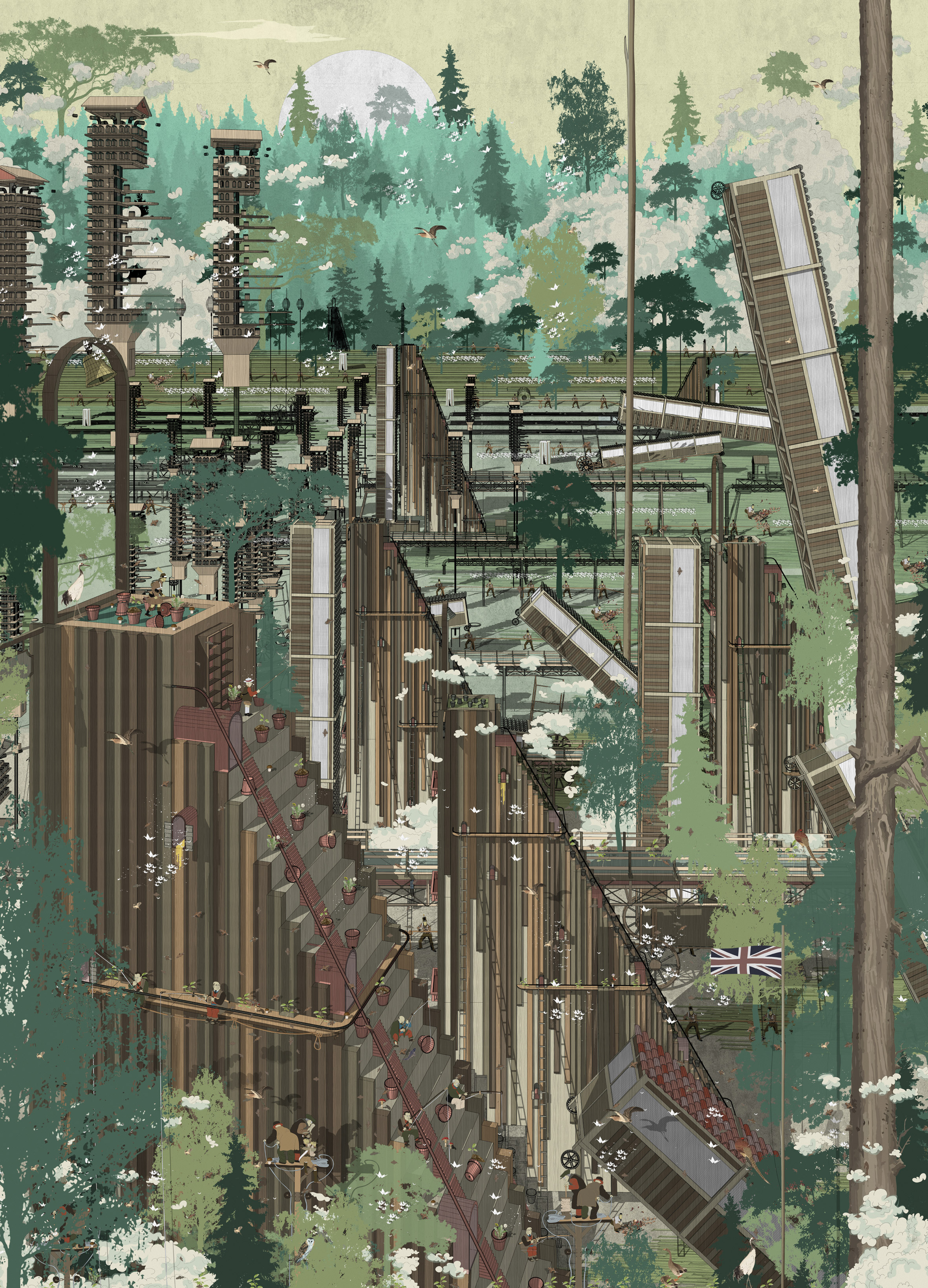 Bartlett student Damien Assini suggests replacing HS2 railway with zero-carbon towns-21