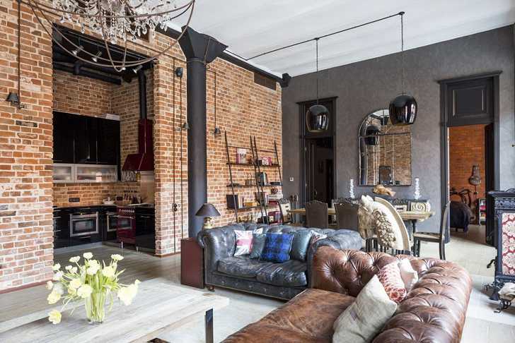莫斯科独特红砖公寓,工业风格 loft 设计引人瞩目-7