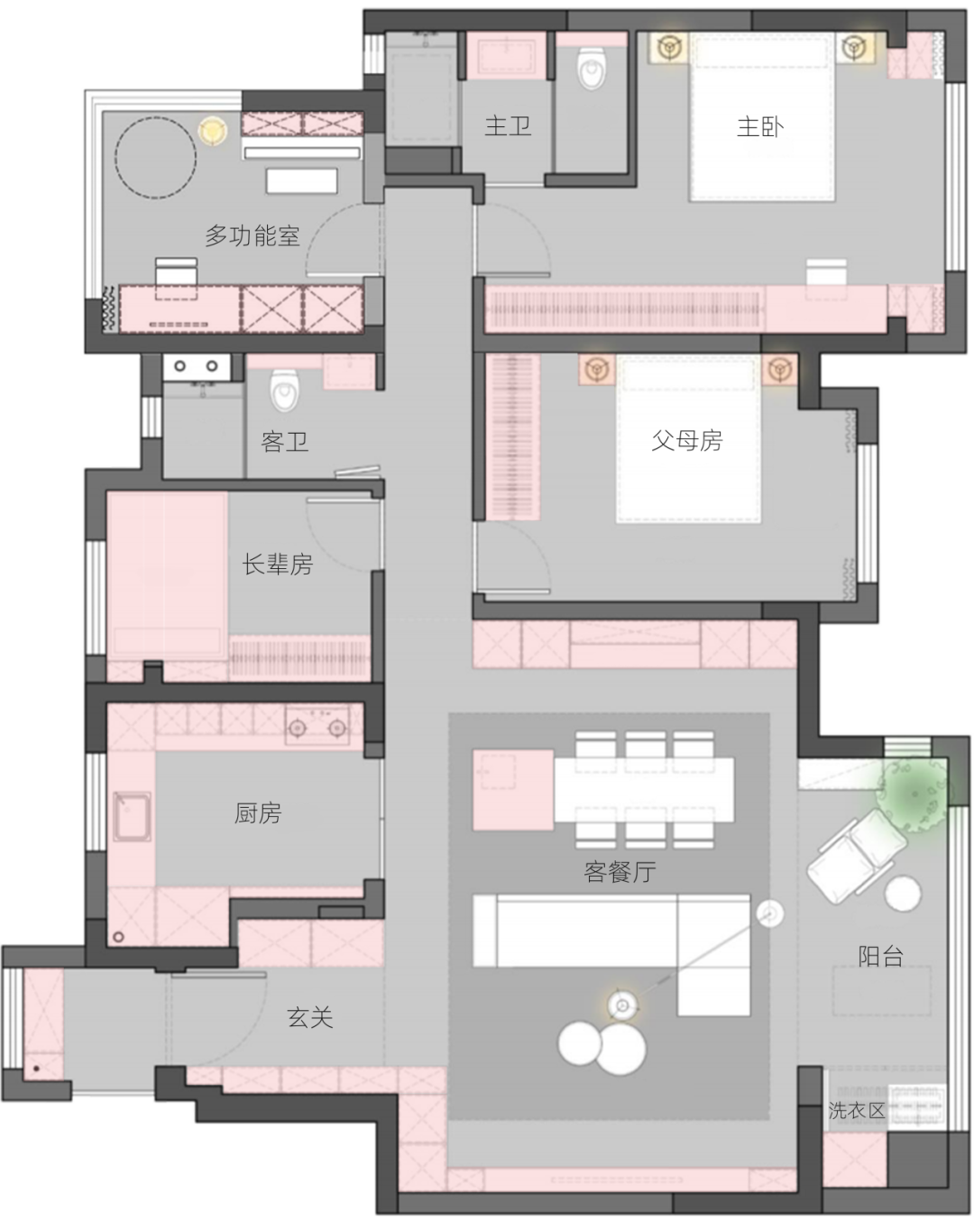 江苏140㎡四代同堂幸福之家设计丨中国江苏丨恒田设计-11