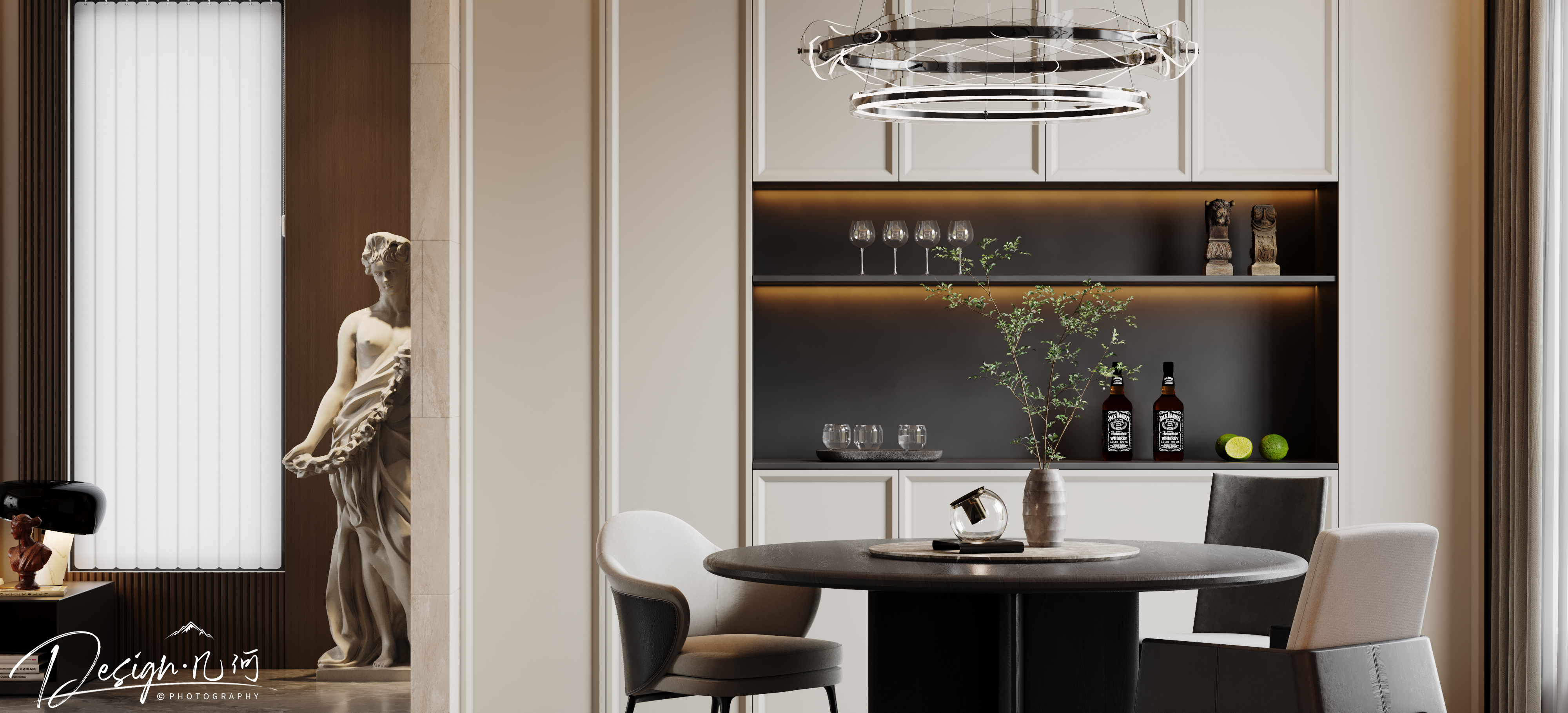 几何空间视觉表现 | 琥珀山庄法式客餐厅-10