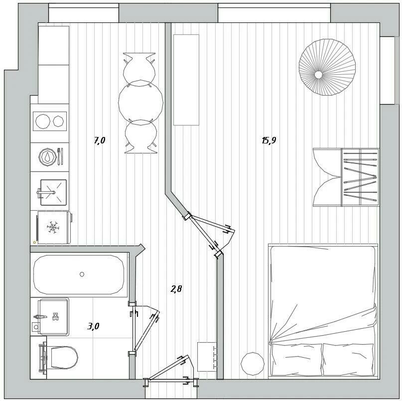 29㎡一居室设计丨小宅设计-4