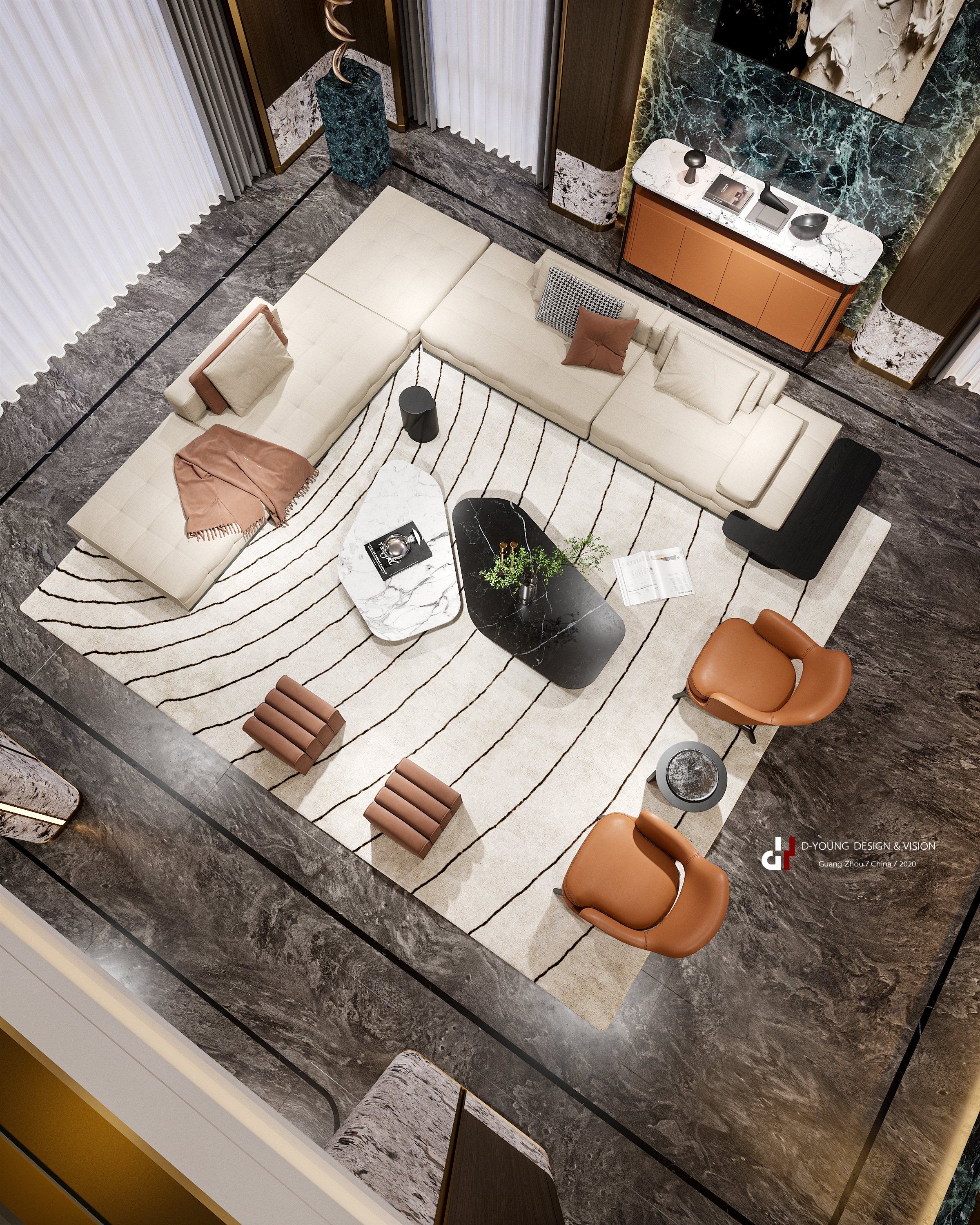 东杨视觉,别墅客餐厅夜景表现丨中国广州-6