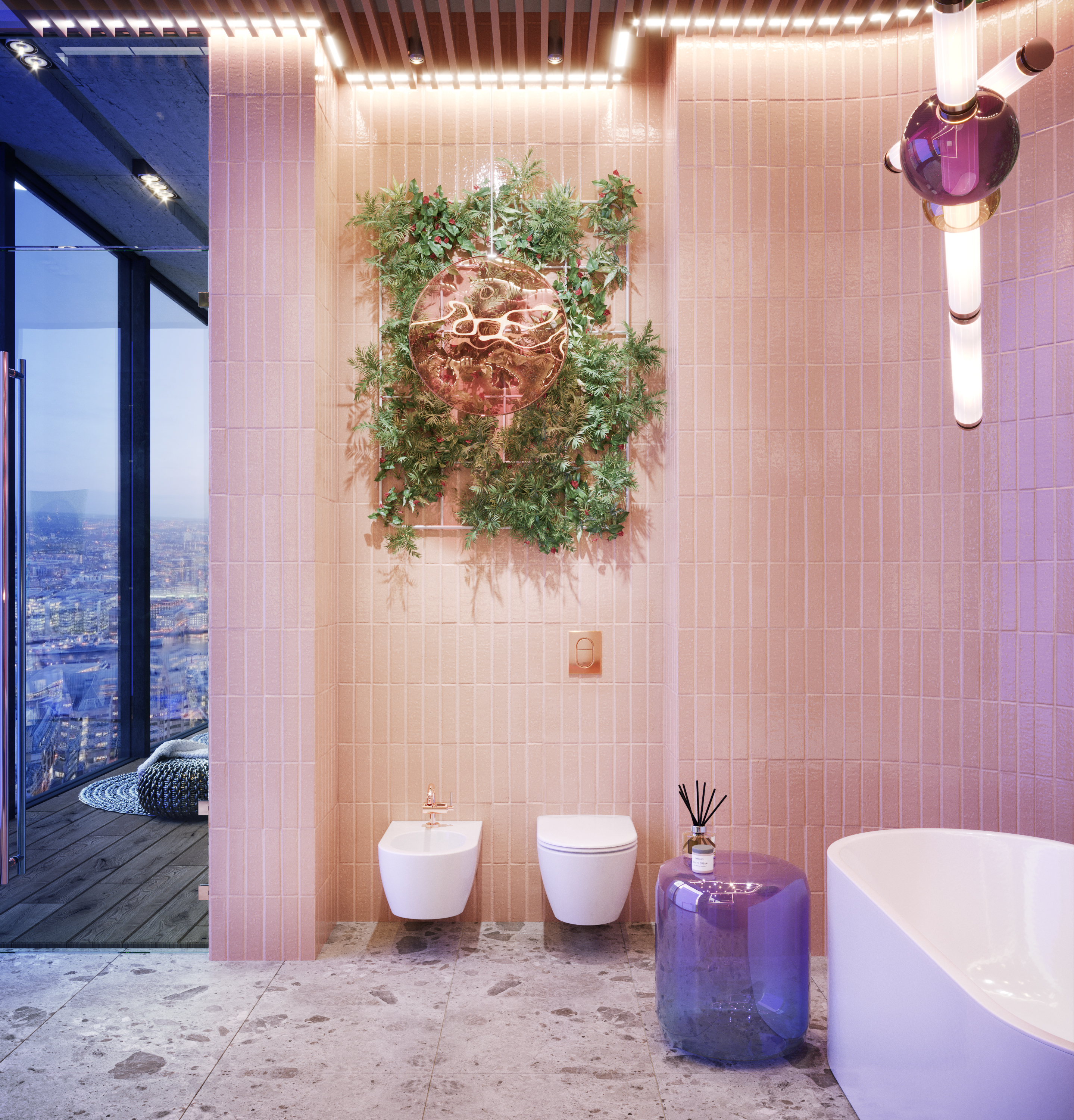 Pink bathroom in London-3