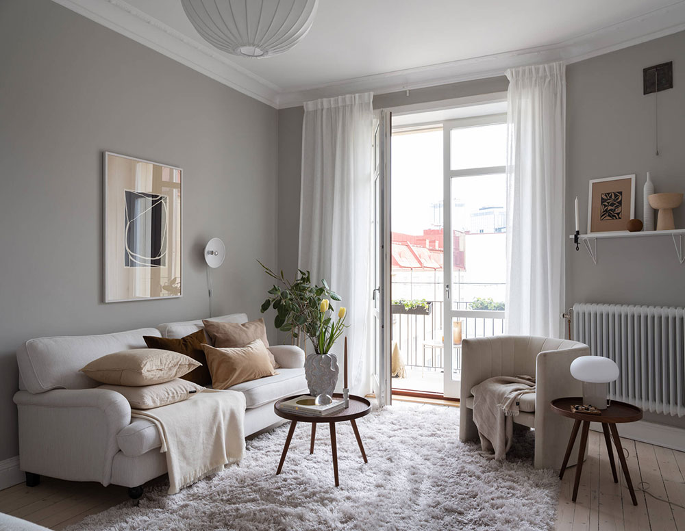 瑞典 41 平米小公寓的温馨灰色空间设计-1