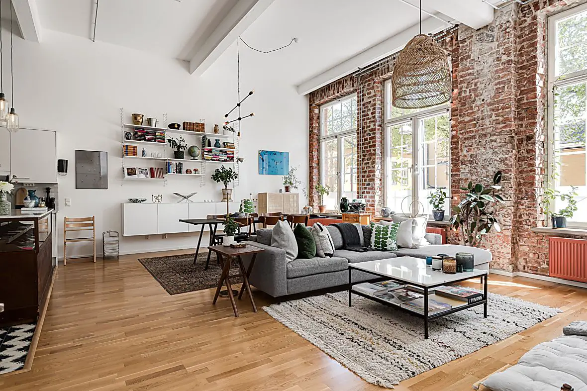 工业风家庭 loft，复古砖墙与现代厨房的完美融合-1