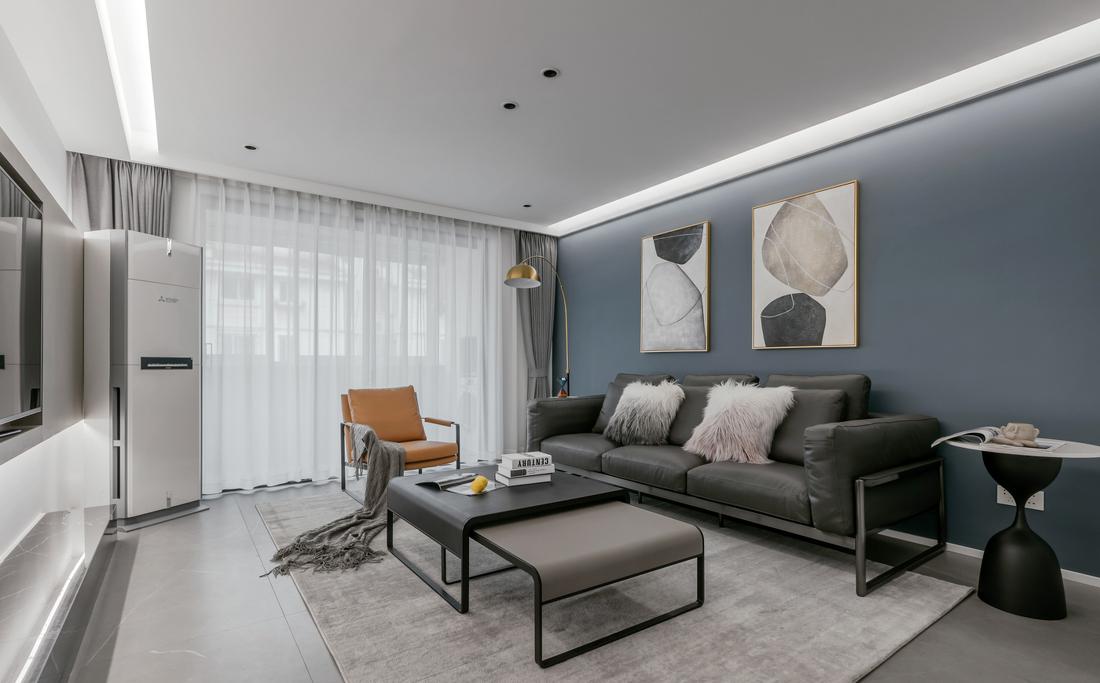 平层高级黑白灰+暖橙色室内设计丨惠译设计工作室-2