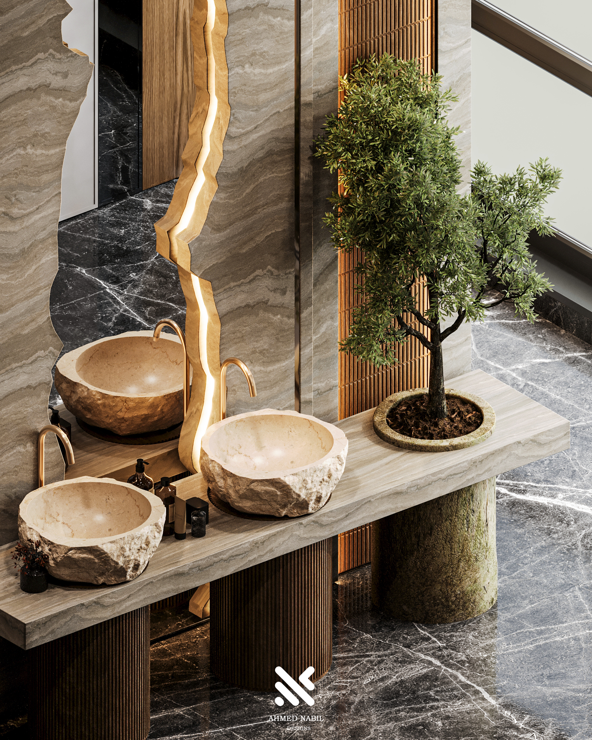 Nature Meets Stone | Contemporary Bathroom Concept-1