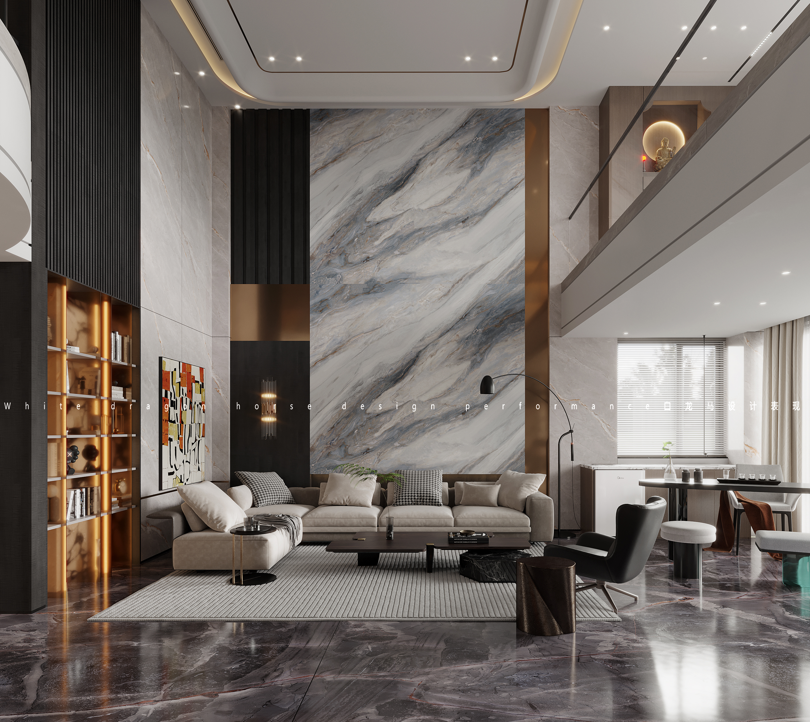 现代轻奢别墅——白龙马效果图-1