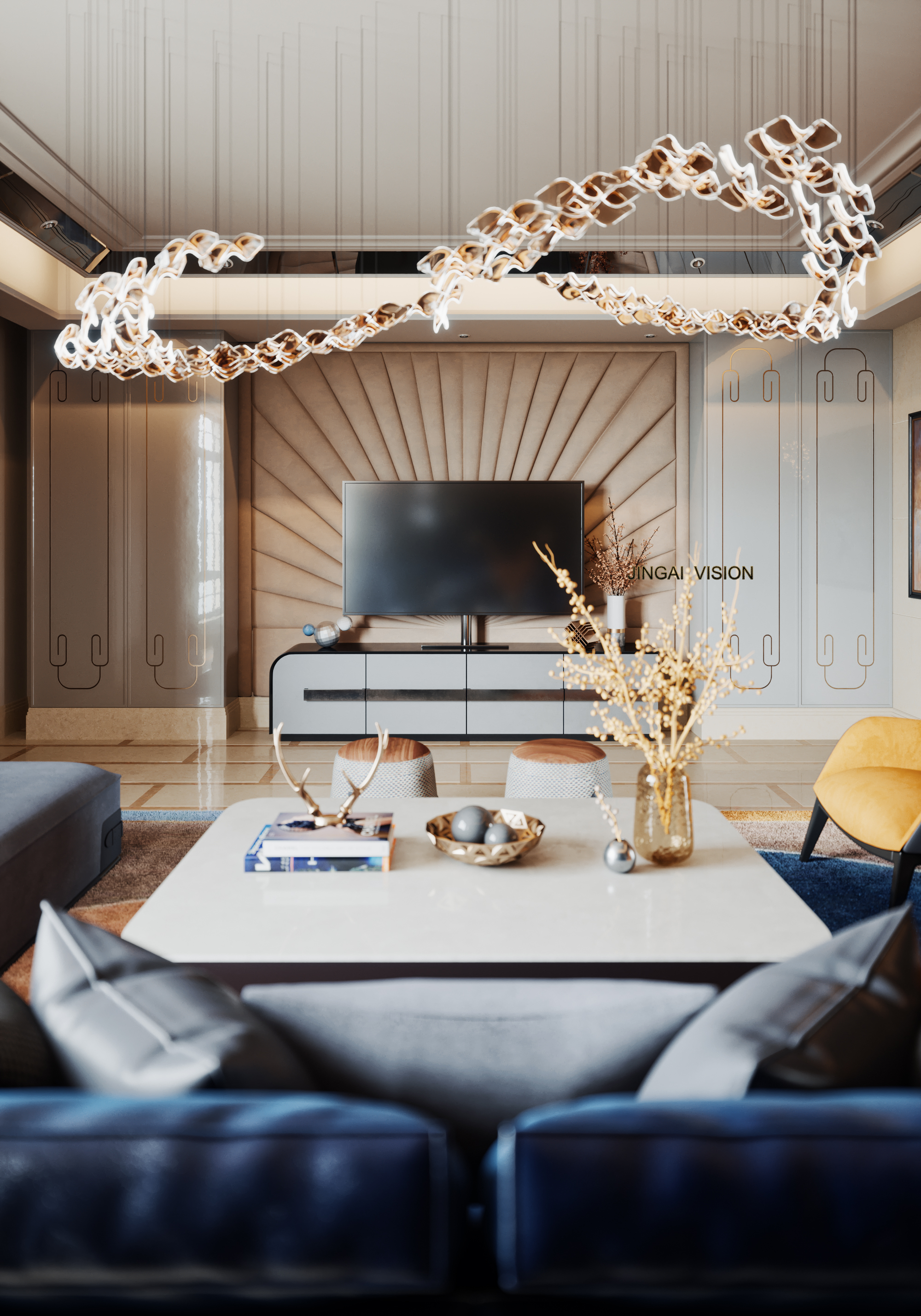 样板间奢华风 | 3DMAX、FS、PS 打造的精美空间-5