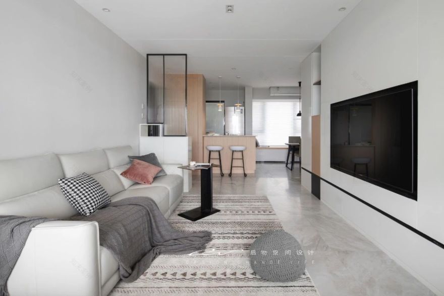 南山 110㎡简约之家,隐藏管线、吧台设计、一墙多用电视墙-39