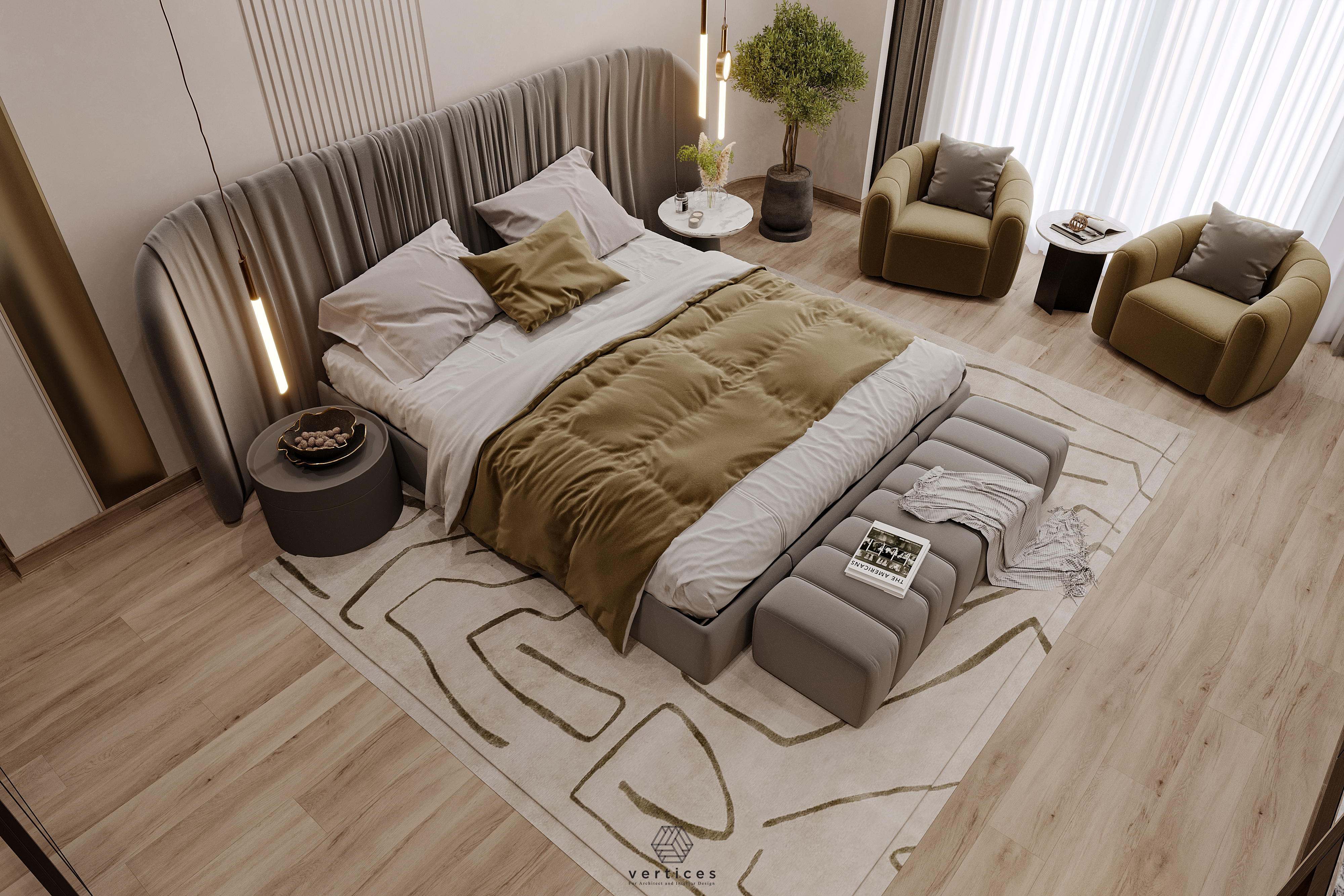 Madinaty别墅主卧及主卫设计丨Ahmed Shafik-16