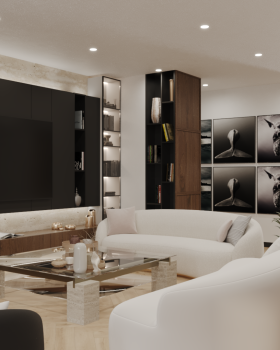 Luxury Interior Livingroom and Kitchen