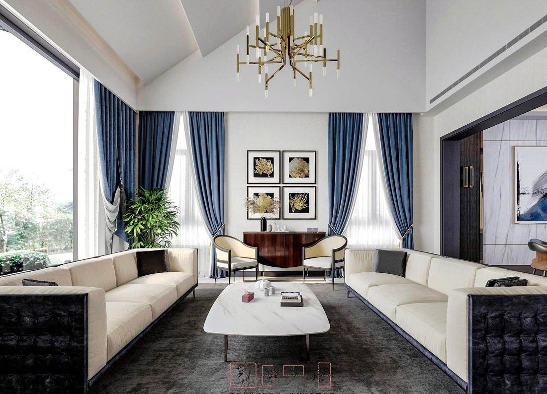 
大挑高斜屋顶的现代客厅方案 -3