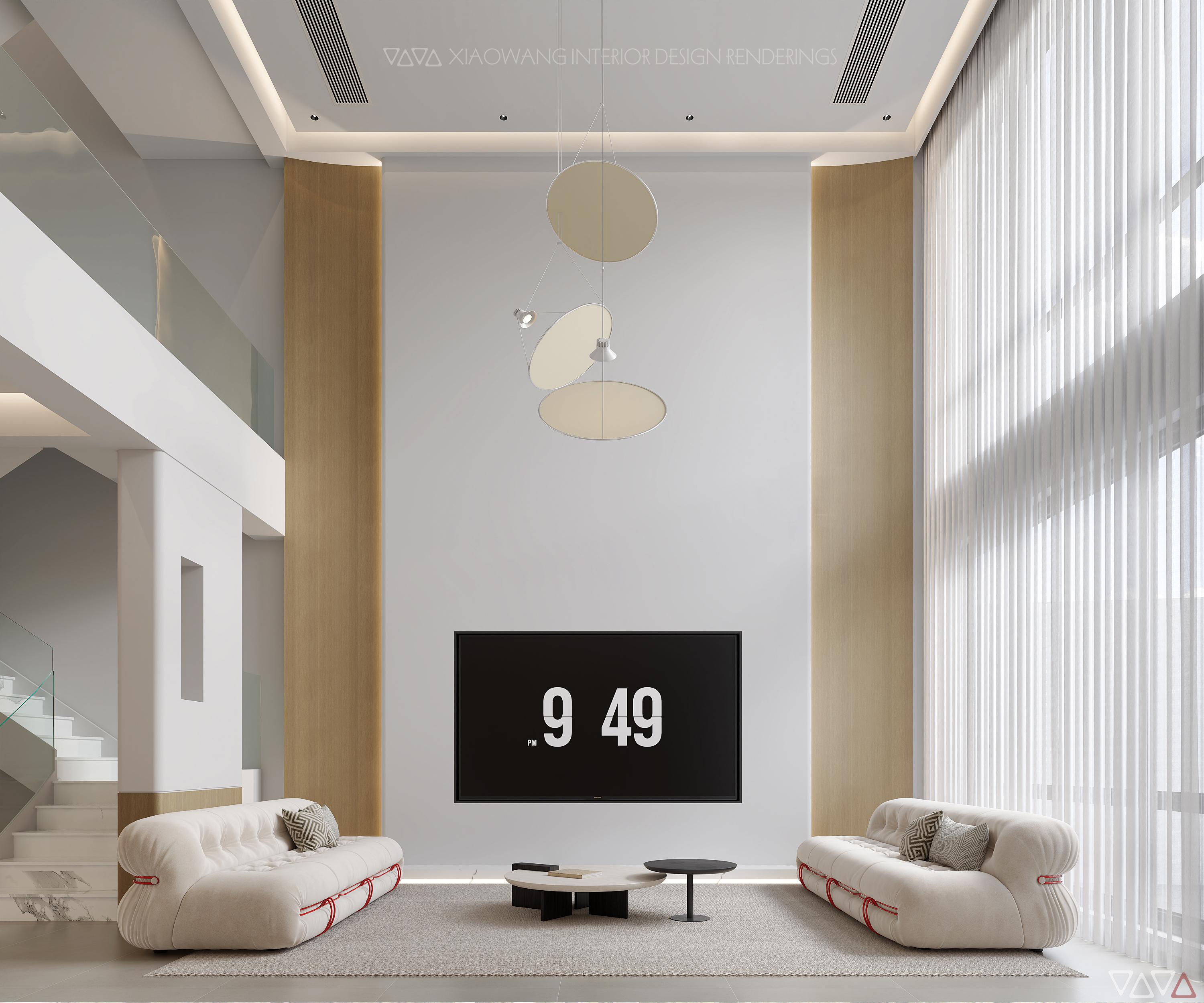 现代挑空客餐厅效果图-3