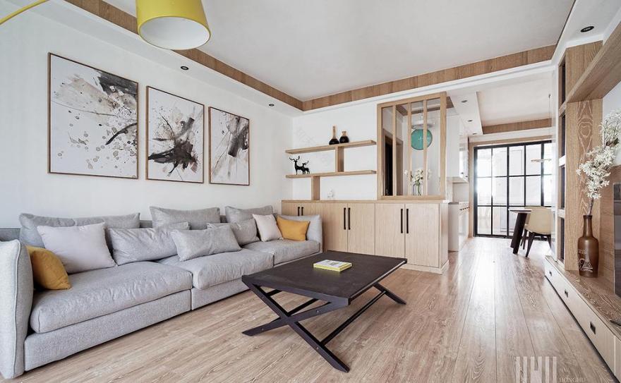 鸿鹄设计上海原木北欧风平层-1