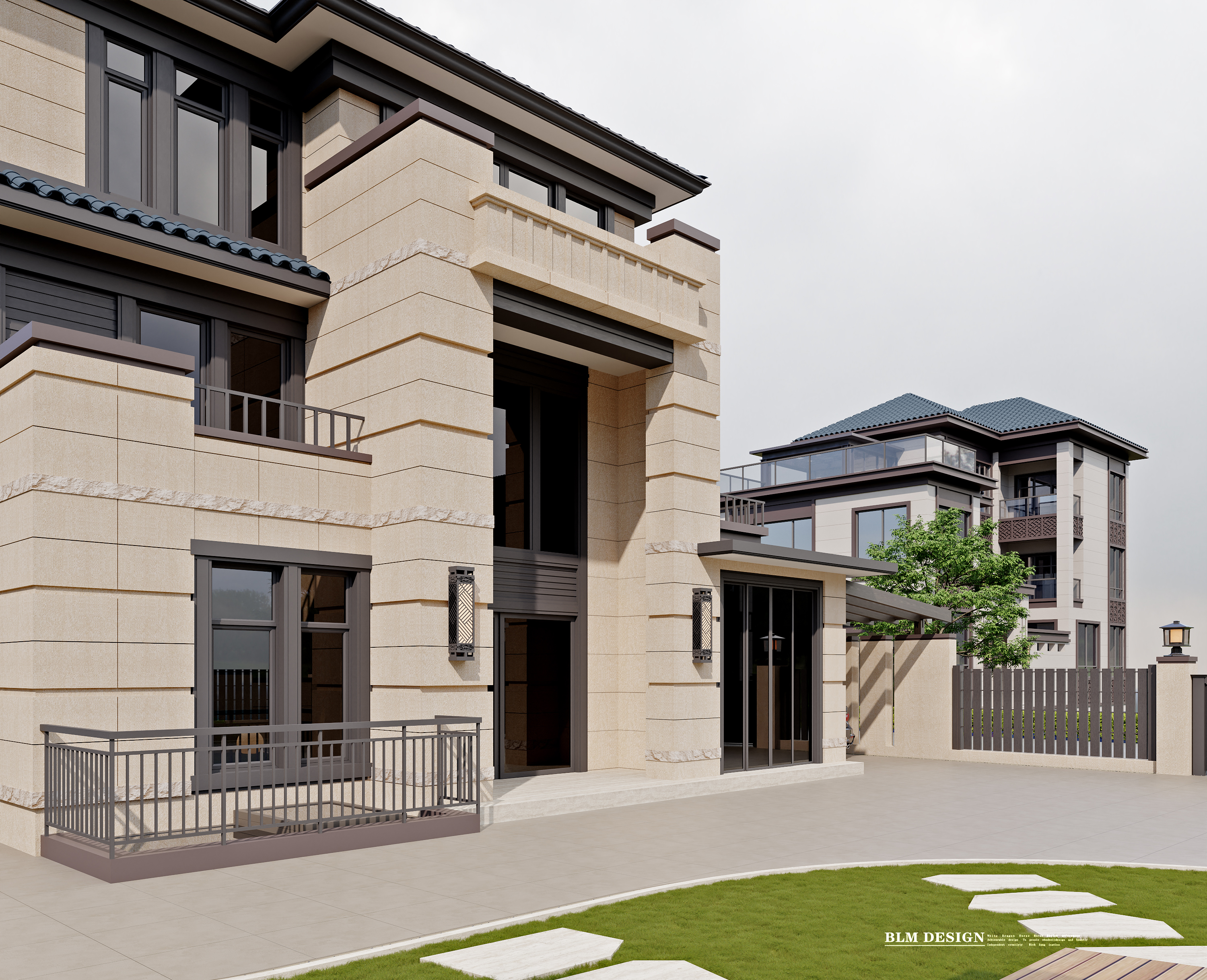 别墅庭院丨白龙马效果图设计-6