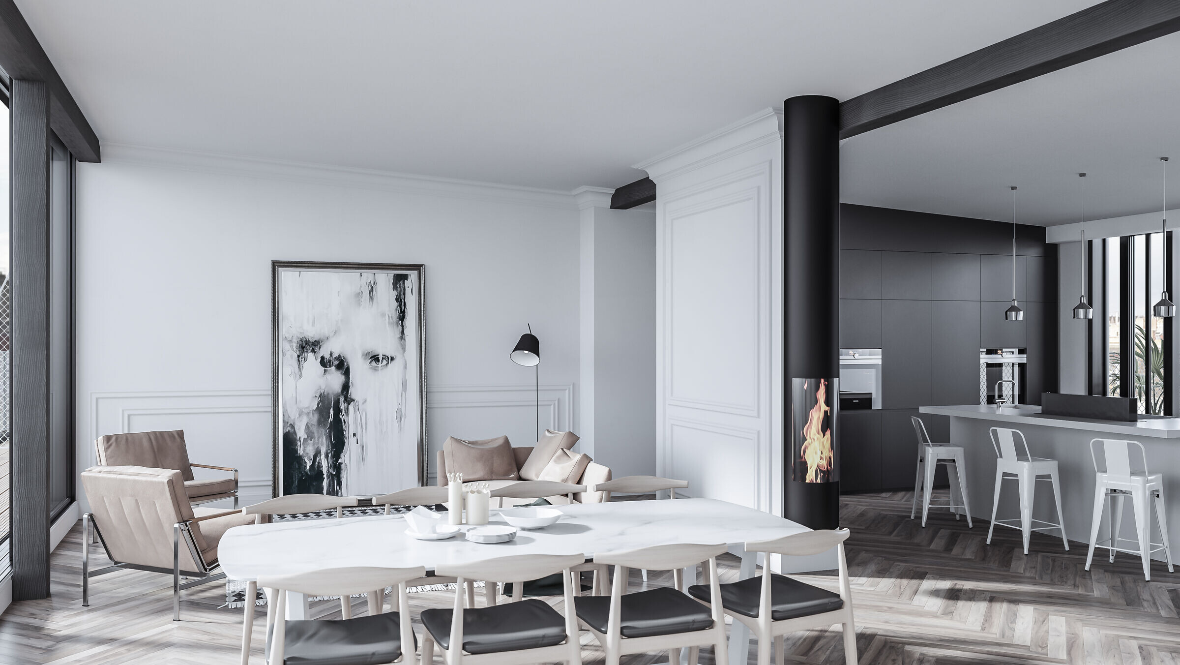 柏林传统与现代交融的屋顶公寓设计丨德国柏林丨Hagar Abiri Architecture & Design-11