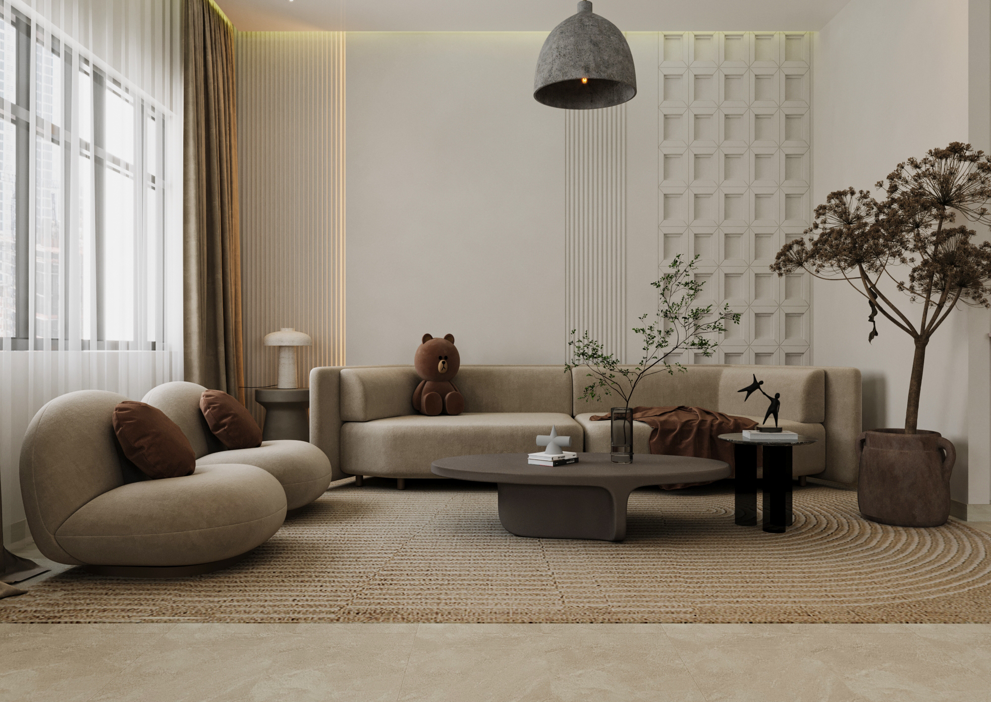 Modern boho living area 设计丨阿联酋迪拜丨LIVING AREA-2