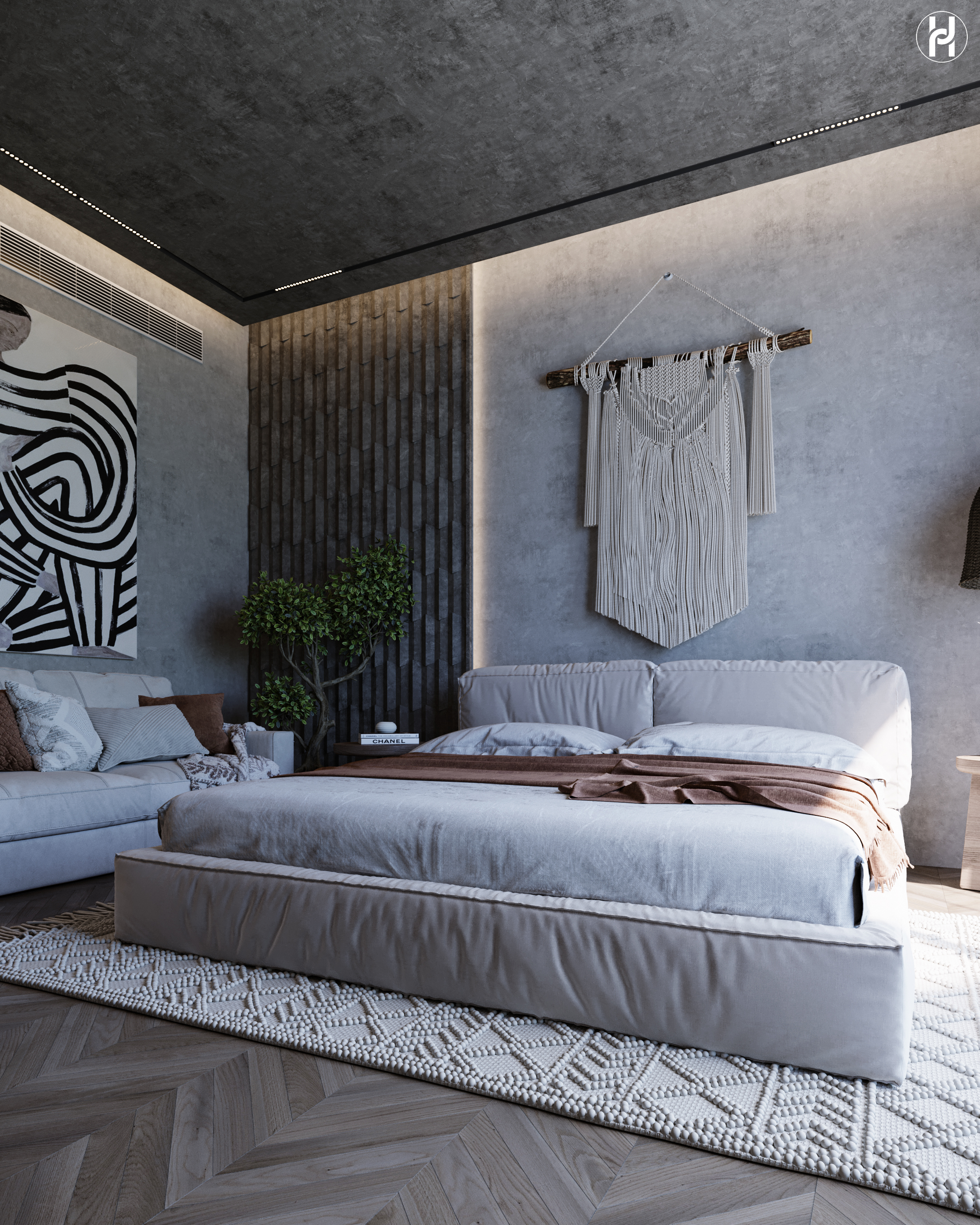 DARK BEDROOM 主卧设计丨Marwa Salah-7