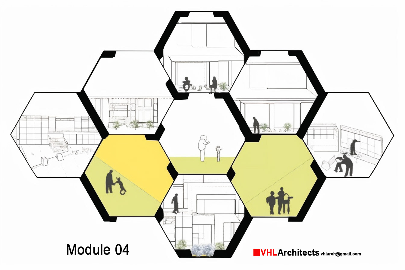 Mult colective housing with hexagonal structure-17