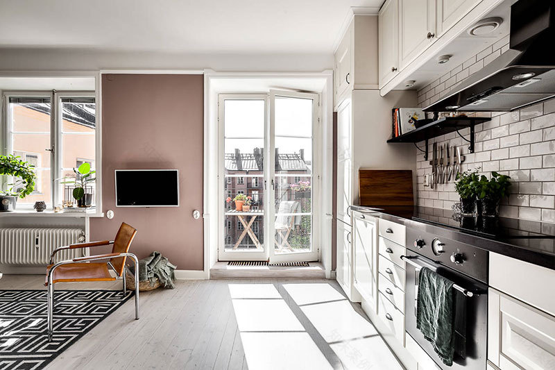 斯堪的纳维亚风情的 salmon 色小公寓-9