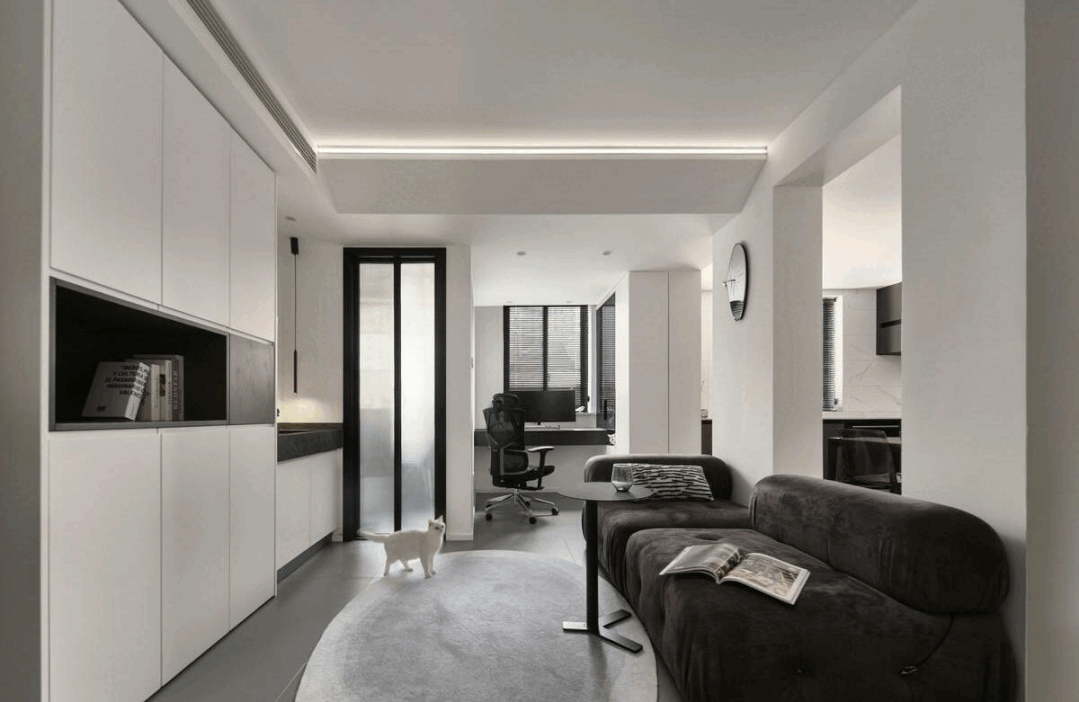 73㎡老房黑白灰简约改造丨壹石空间设计-2