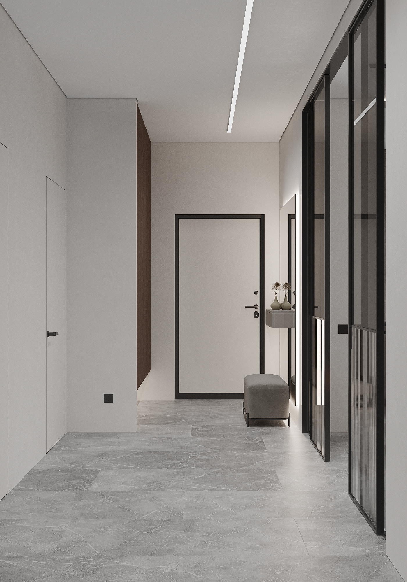 100㎡高级灰色系住宅设计-4