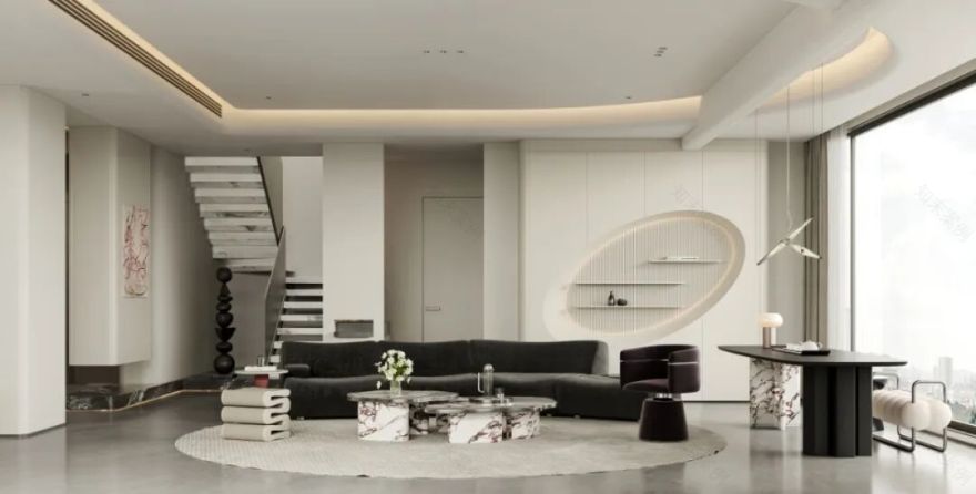 揽月台299㎡中叠现代简约设计-23