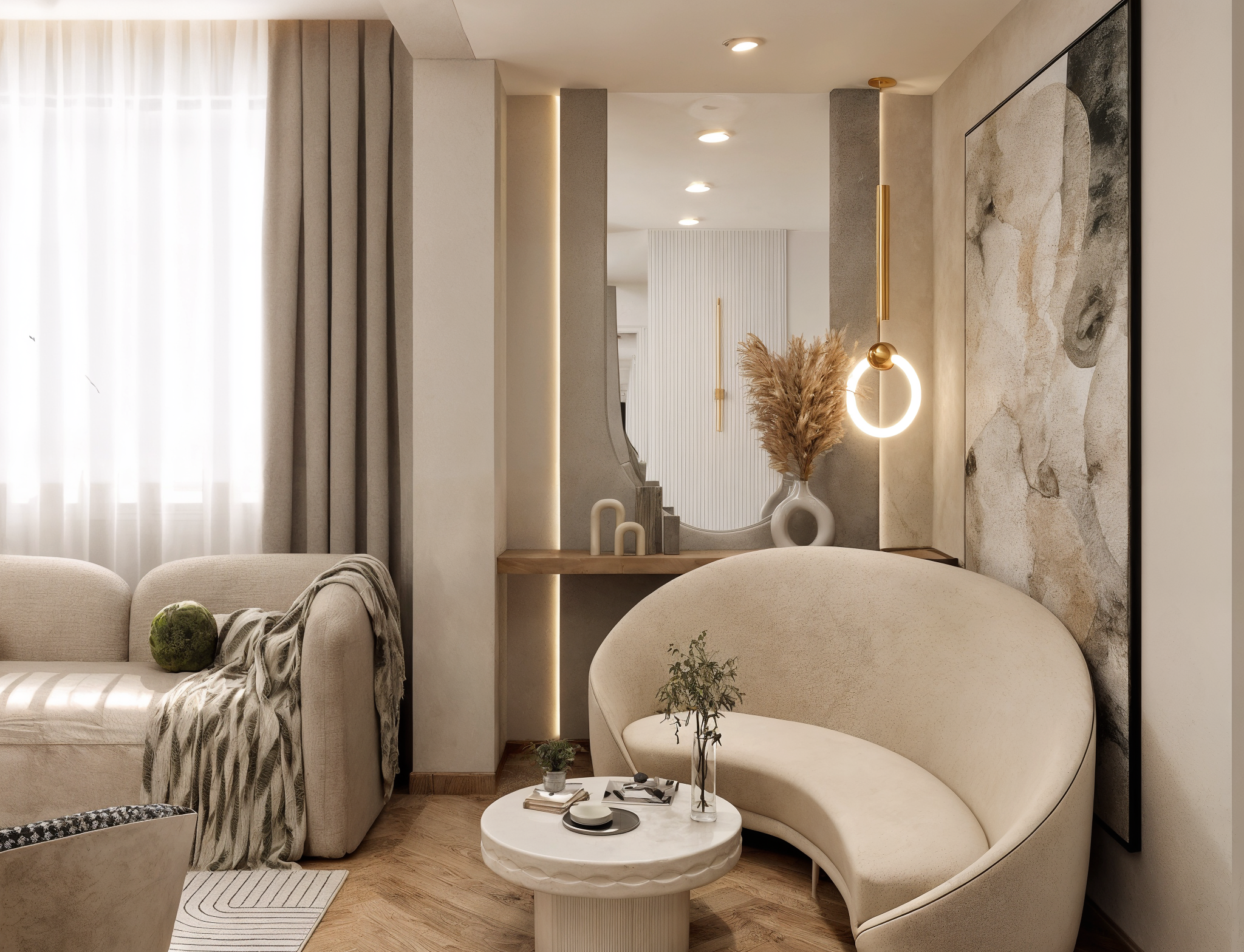 住宅公寓入口,厨房,餐厅及客厅设计丨埃及亚历山大丨Eman Rafie Designs公司-18