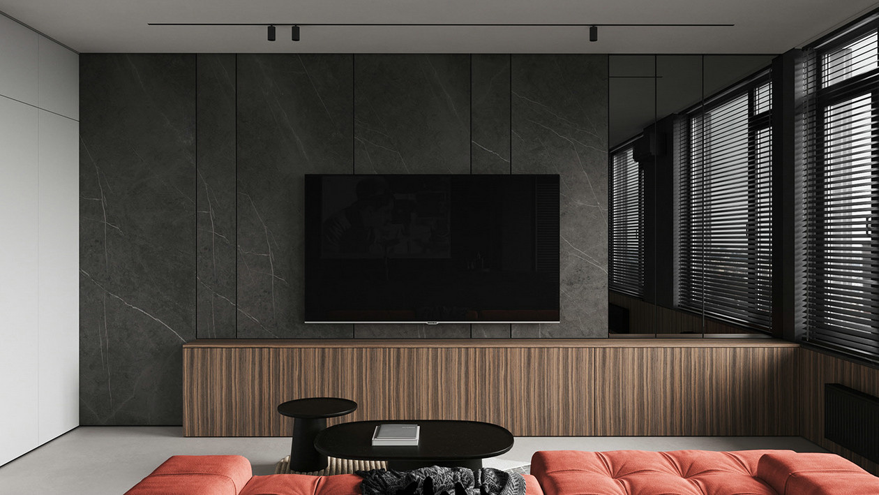 92㎡高级黑+红色 冬季飞舞的色彩-4