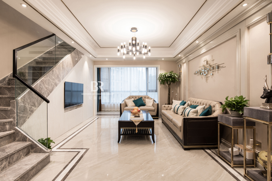 重庆中渝山顶道国宾城现代轻奢跃层装修设计-11