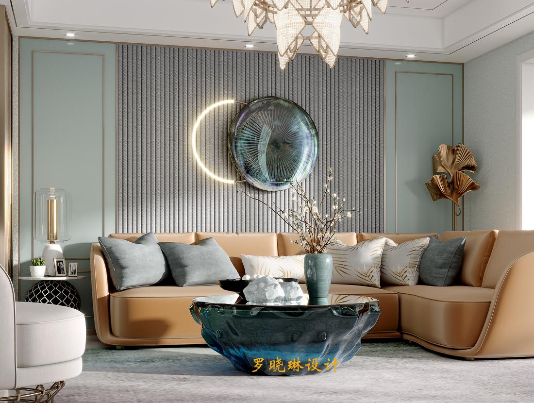 国安公馆现代简约主客卧客厅设计-10