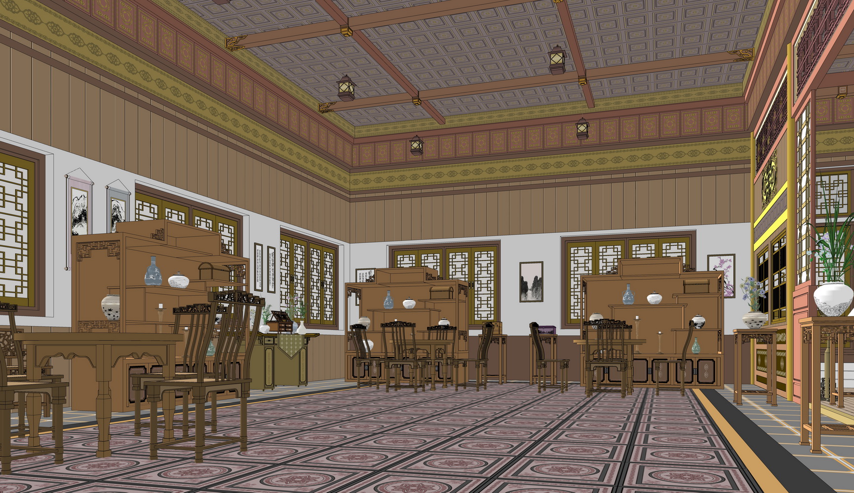 古代门派大殿SU模型-2