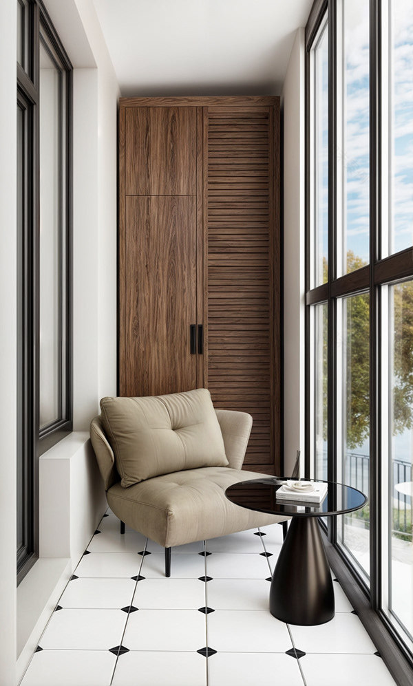 莫斯科郊外公寓带阳台卧室3D可视化设计丨俄罗斯莫斯科-8