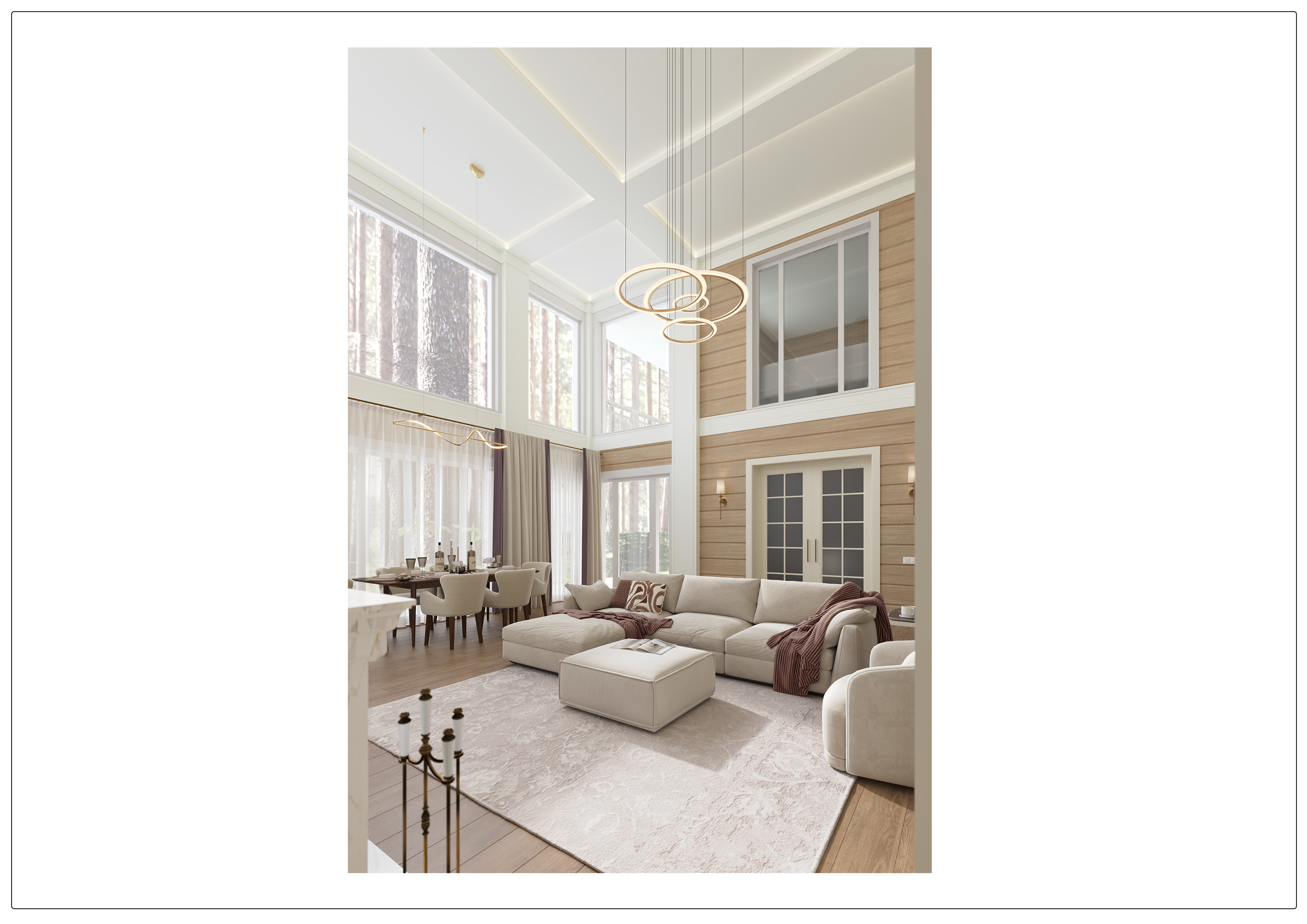 Гостиная-столовая в частном доме | КП Ренессанс-3