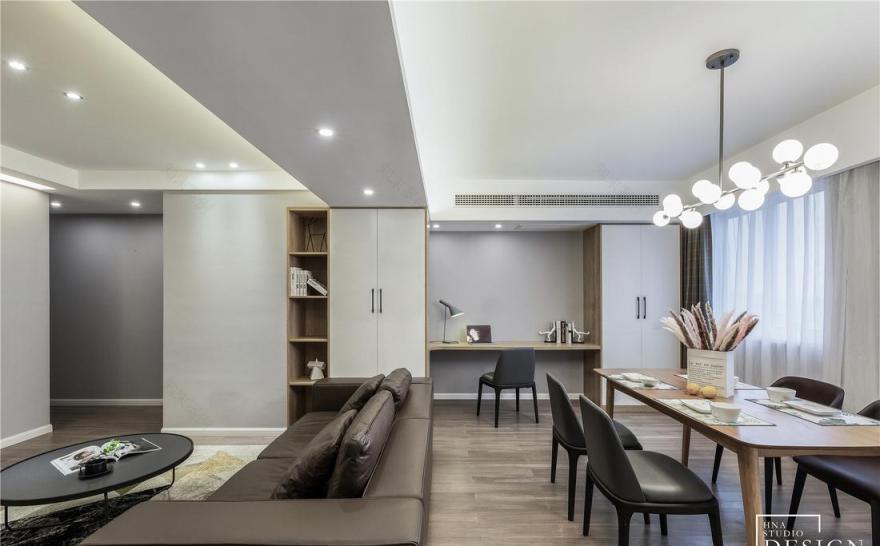 海航设计 | 130㎡手枪户型爆改,原木风打造温馨三合一空间-11