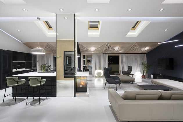 贝尔格莱德Dedinju带木质格栅结构的顶层公寓丨Studio Autori-13