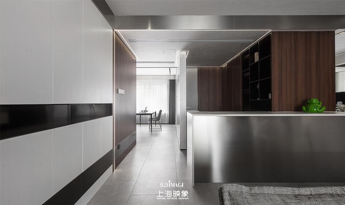 极简黑白灰,不锈钢与岩板的完美融合丨河马装饰-27