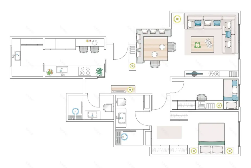 巴塞罗那 80m²公寓空间利用典范-10
