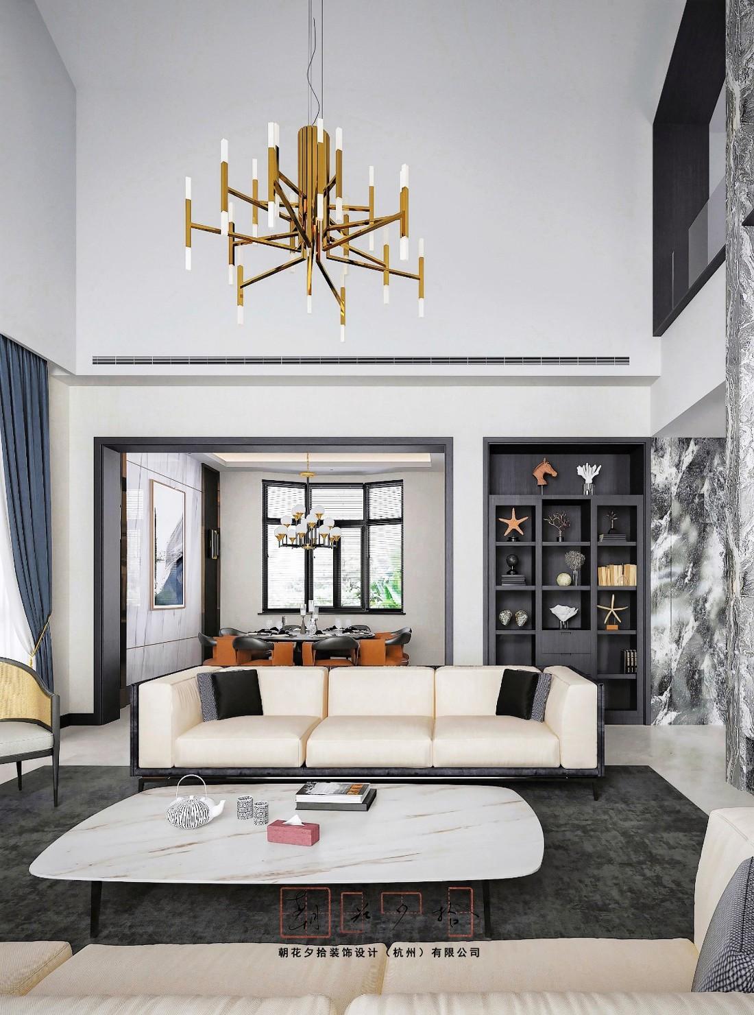 
大挑高斜屋顶的现代客厅方案 -2