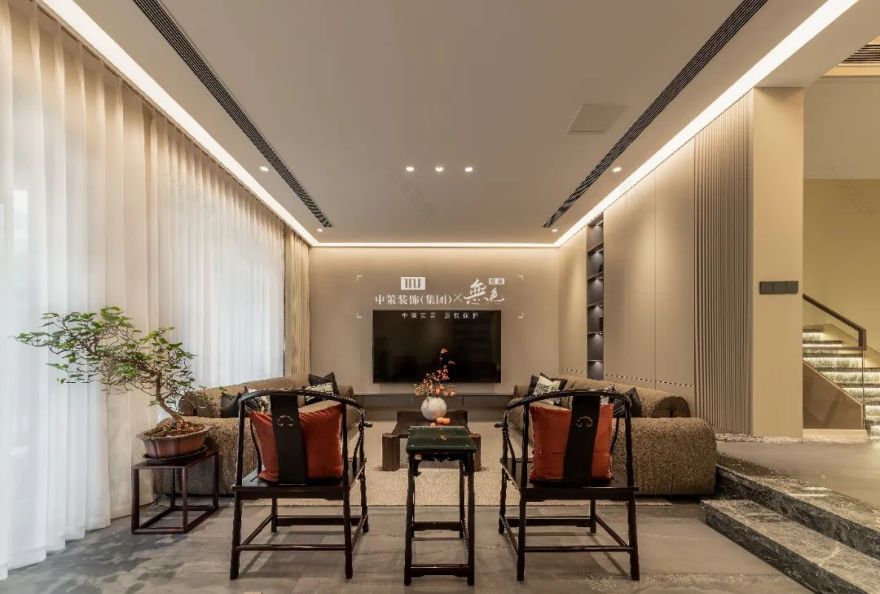 550㎡现代中式别墅丨中策装饰-33