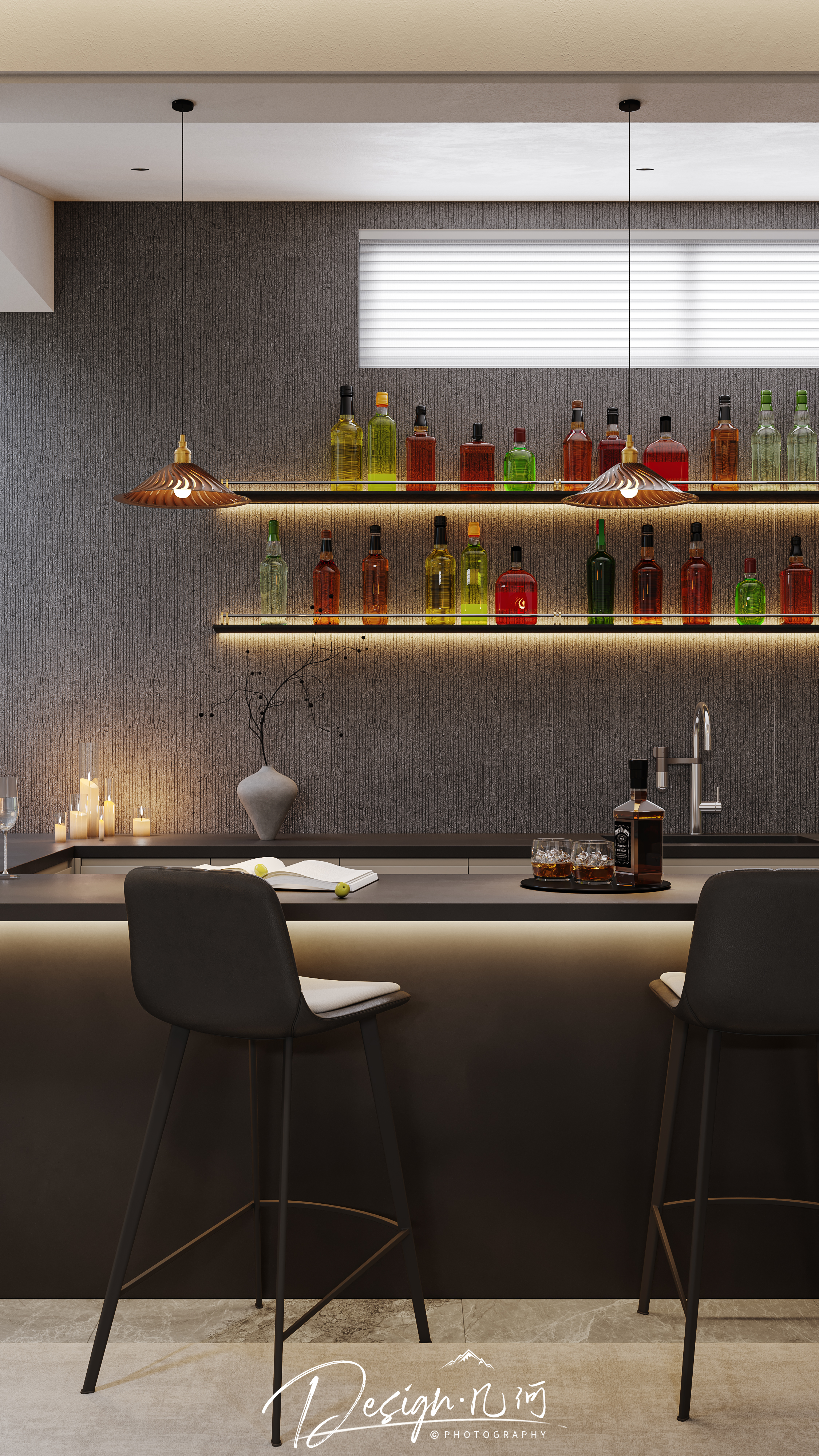 几何空间视觉表现 | 琥珀山庄现代地下室-19